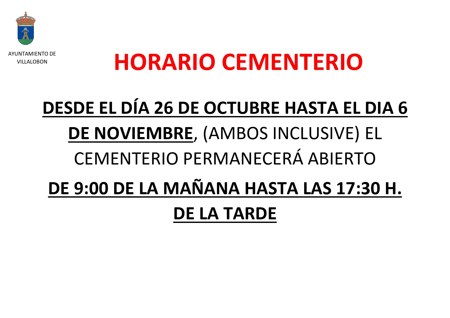 HORARIO CEMENTERIO 2026